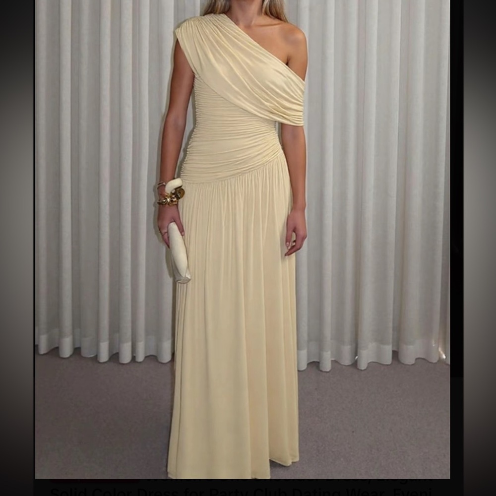 NEW Cream Draped Off the Shoulder Dress